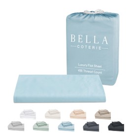 Bella Coterie Luxury Bamboo Viscose King Size Flat Sheet | 100% Organically Grown Bamboo Viscose | Ultra Soft | Cooling for Hot Sleepers [Coastal Blue]