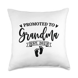 Smarty Pants Designs Promoted to Grandma est. 2023 New Grandmother Gift Throw Pillow, 18x18, Multicolor