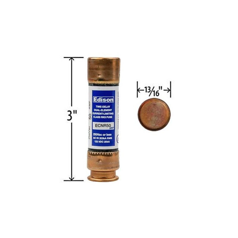 (2 Pack) ECNR50 Time Delay Fuse - 50 Amp 250V