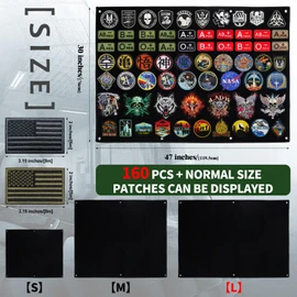 47x30 inch Tactical Patch Nylon Board, Display Wall Panel Holder, Cloth Poster Frame Orginizer with Loop Surface Hang to Wall for Showing Hook and Loop Morale Army Combat Emblems