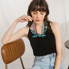 LumiSyne Silk Scarf Women's Square Scarf Flower Butterfly Printed Stripes Pattern Silk Scarf Lightweight Satin Square Scarf Decoration Neckerchief Bandana Headpiece Headband, Black / Stripes