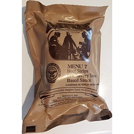 Genuine Military MRE Meal with Inspection Date 2022 or Newer (Beef Strips} Meal 7 Meals Ready To Eat