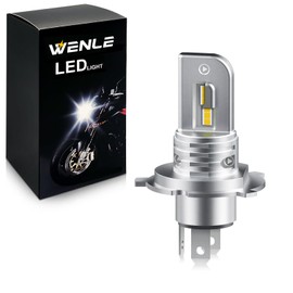 WENLE H4 HS1 H19 Super Small Size, High Brightness, Common Motorbike, LED Headlight, Vehicle Inspection, Hi/Lo 6500LM, 30W, Yellow, 3000K, Fanless, LED Bulb, DC 12 V Bikes, 1 Pack