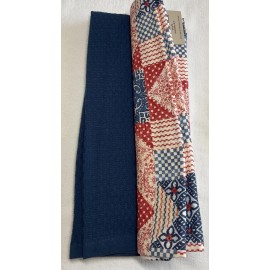 MARTHA STEWART KITCHEN TOWELS (3 ) PATCHWORK RED BLUE 16 X 28 100% COTTON NWT