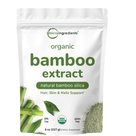 Micro Ingredients Organic Bamboo Extract Powder, 8oz (378 Servings) | Bamboo Plant Silica & Mineral Supplements | Natural Stem & Leaf Extract | Non-GMO, Gluten Free, Vegan Friendly
