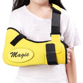 ENLUNTRA Arm Sling Shoulder Injury Brace for Kids,Kids Arm Sling Shoulder Immobilizer with Waist Strap,Support Brace for Kids Arm,Wrist, Elbow,Clavicle Fracture Post-Surgery(Yellow)