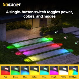 Ensenior Solar Spotlights Outdoor Waterproof, RGB 7+1 Color Changing Mode Outdoor Landscape Lighting, Automatic ON/Off Solar Powered Spotlight for Yard, Garden, Pathway (6-Pack)