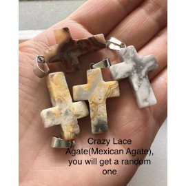 Maijewelry Agates Stone Cross Car Mirror Hanger, Agate Cross Home Decor, Gift Idea