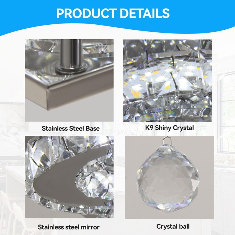 Modern Crystal Chandelier Five Rings LED Crystal Ceiling Light Flush