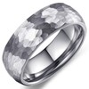 Adreamz 8mm Silver Mens Domed Hammered Tungsten Carbide Rings Brushed