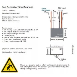 ION 12VDC ionizer High Density Plasma Negative ion Generator Module Air Cleaner HVAC