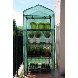 5 Tier PE Greenhouse Complete Set With PE Cover Green Mini Greenhouse Grow Tent Garden Green Houseframe material: Iron, Cover Material: pe mesh