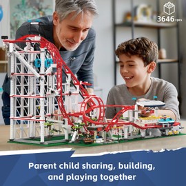 Mould King 11014 Roller Coaster Building Kit, Amusement Park Funfair Track Construction Blocks Toys with Motors, Ideal Gift Toy for Adult/Kids Age 8+ (3646 Pieces)