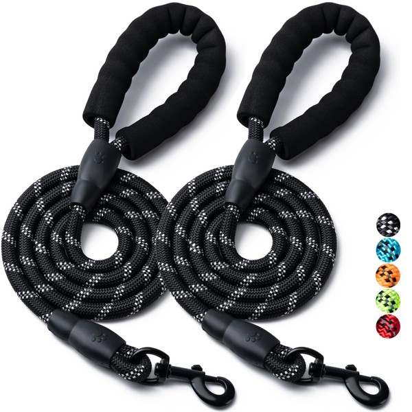 2 Pack Dog Leash, 4/5//6 FT Heavy Duty Nylon Rope
