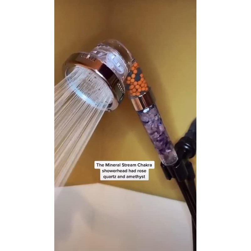 MineralStream Chakra Shower Head — Handheld Showerhead Replacement Chakra Stones