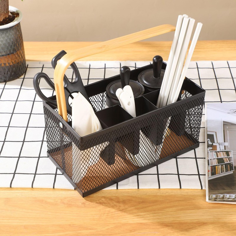 AJIODA Utensil Caddy Metal Mesh Silverware Cutlery Organizer Basket with