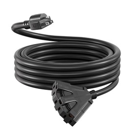 Guliu 10 FT 12/3 Outdoor Extension Cord with 3 Power Outlets, SJTW 12 AWG 15Amp 1875W, 12 Gauge Heavy Duty Black Extension Cable with 3 Prong Grounded Plug for Safety Indoor/Outdoor UL Listed