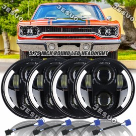 JESUO 4PCS 5.75" Round LED Headlights Hi/Lo Beam for Plymouth Road Runner 1968-1974 US