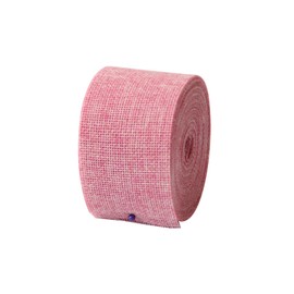 1 Roll Imitation Linen Ribbon 5cm*10m Burlap Fabric Ribbon for DIY Crafts Gift Wrapping, Pink