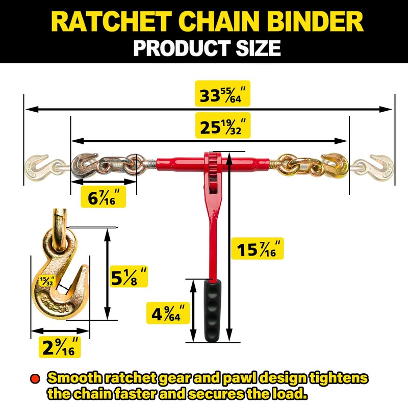 FITHOIST Ratchet Chain Binders 5/16'' - 3/8'' | 2-Pack Load