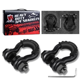 AMBULL Shackles 3/4" D Ring Shackle (2 Pack) 41,850lb Break Strength with 7/8" Pin, Anti Theft Security Screws, Isolator & Washer Kits for Use with Tow Strap Winch Truck Vehicle Recovery (Black)