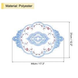 sourcing map Retro Lace Placemat 12x17-in Oval Embroidered Table Place Mats French Crochet Doilies Coasters Cup Mat for Home Wedding, Blue