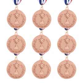 PATIKIL 2 Inch Bronze Award Metals, 9 Pack Winner Award Medals 3rd Prize with Neck Ribbons Red White Blue for Games Sports Competitions