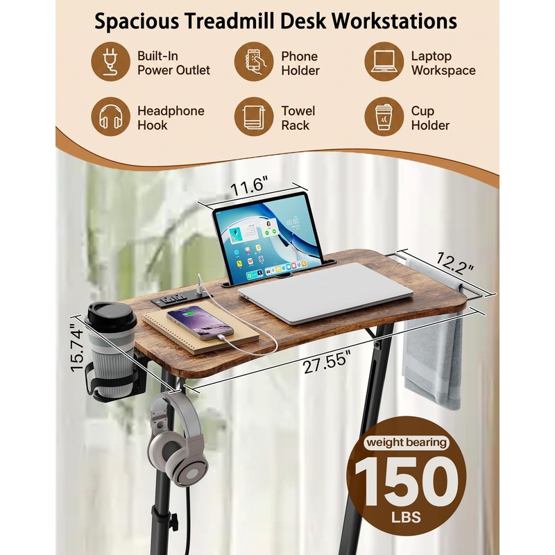 Adjustable Height Standing Desk for Walking Pad, Treadmill Desk with