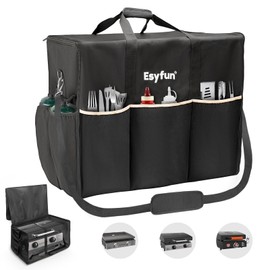 Esyfun Griddle Carry Bag for Blackstone 22 inch Tabletop Griddle with Hood and Stand (1813/1666/1891), 1680D Heavy-Duty Water-Resistant Outdoor BBQ Griddle with Grill Cover Carrying Bag, Black