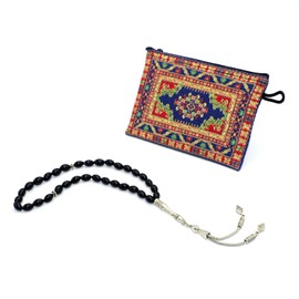 ALBATROSART -Spring Collection- (8 mm - 33 Beads) Tesbih-Tasbih-Tasbeeh-Misbaha-Masbaha-Subha-Sebha-Rosary-Worry Beads-Prayer Beads (Oval Black Glass Beads (7x11mm))