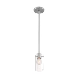 Nuvo 60/7170 Sommerset 1-Light Mini Pendant Fixture with Clear Glass, Brushed Nickel Finish