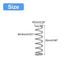 QUARKZMAN Compression Spring 304 Stainless Steel 7 mm AD 0.8 mm Wire Size 25 mm Free Length Silver Tone Pack of 5