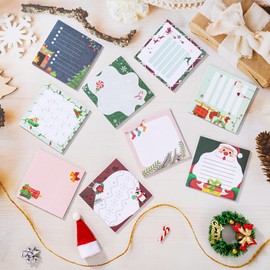JSRQT 9 Pack Christmas Sticky Notes 3×3 in, Post Self Stick Notes Pads with Santa Claus Christmas Stockings Cartoon Pattern Design, Self Stick Notepads Memo Pads for Christmas School Office Home Decor