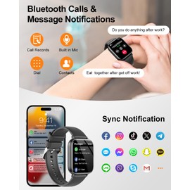 Smart Watch for Women with Bluetooth Call Answer/Dail,1.85" DIY Dial Fitness Watch with Heart Rate Sleep Monitor Step Counter 120+ Sports Modes Waterproof Women's Smart Watch for Android iOS (Black)