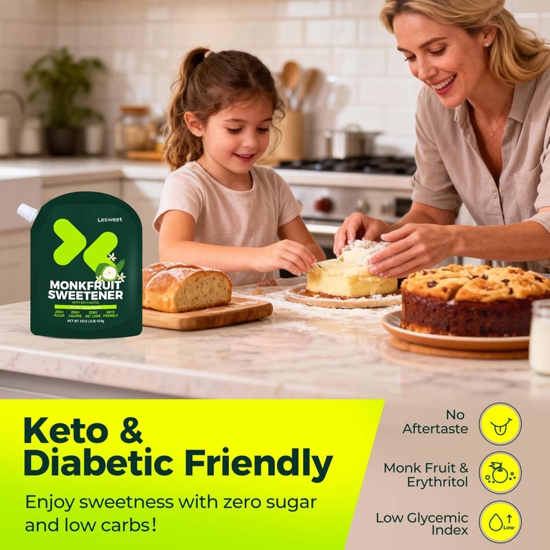 Lesweet Monk Fruit Sweetener with Erythritol, Monk Fruit Extract, 1:1