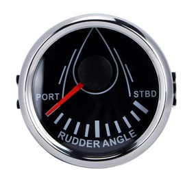 Boat Rudder Angle Indicator, 52mm Universal Boat Rudder Angle Indicator -19ohm with Rudder Sensor 9-32V Backlight Gauge for Boat Yacht(Black Dial Silver Cover)