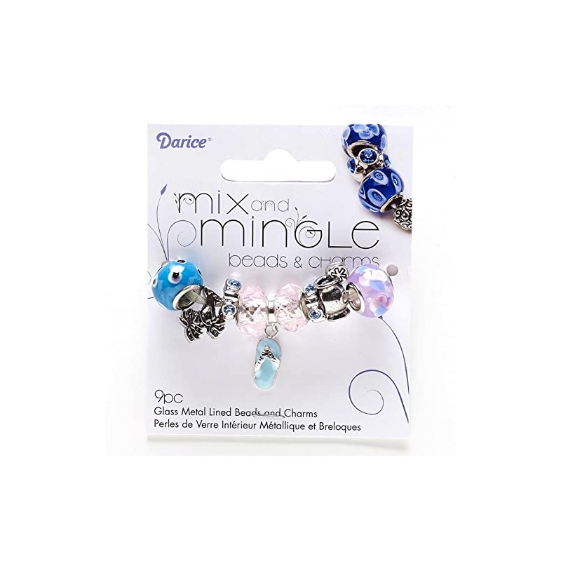 Darice Mix & Mingle Glass Metal Lined Beads and Charms