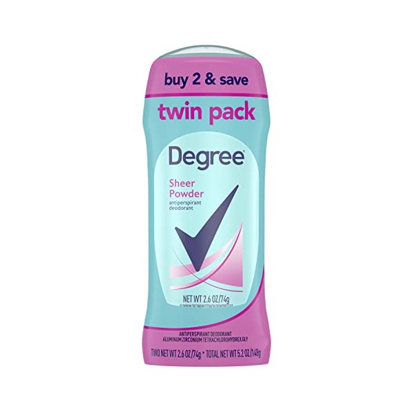Degree Original Antiperspirant Deodorant 48-Hour Sweat And Odor Protection Sheer Powder Antiperspirant For Women 2.6 Ounce (Pack of 2)