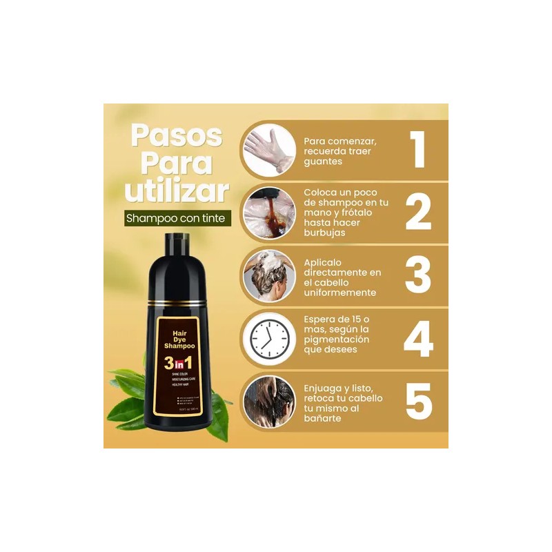 Shampoo Tinte Instantáneo Cubre Canas Natural Jengibre 2pz F