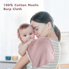 Bearmoss 100% Cotton Muslin Burp Cloths Sets 6 Pack 20x10inch Large Burping Clothes Extra Soft Absorbent for Newborn Unisex Baby Girls and Boys (Spring)