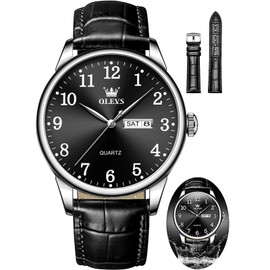OLEVS Mens Wacthes Big Face Luxury Waterproof Watches for Men Analog Leather Men's Watch Dress Quartz Men Wrist Watch Classic Wristwatches Wrist Watch with Day Date Easy Read Mens Watches Leather Band