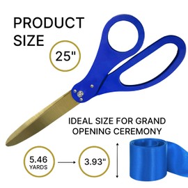 Big Ribbon Cutting Ceremony Kit - 25 Inch Blue Scissors for Grand Opening and Blue Satin Ribbon for Grand Events Business Openings and Inaugurations