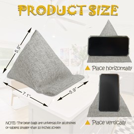 Juego de 2 mini pufs de almohadas para teléfono, soporte para teléfono de cama, soporte para teléfono celular, para escritorio, oficina, tableta, cojín para mesita de noche, ajuste universal para todos los smartphones, gris claro