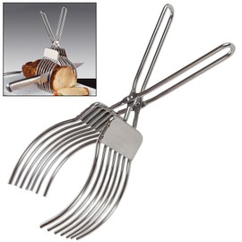 Cozioz Stainless Steel Slicing Tongs – Ideal for Roasting Beef, Cutting Meat, Slicing Bread, Vegetables, and Fruits, Multi-Purpose Kitchen Tool for Easy Handling of Onions, Tomatoes, and More