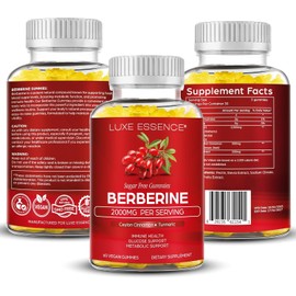 Berberine Gummies with Ceylon Cinnamon & Turmeric | 2000mg Berberine HCI Supplement for Digestive Health & Support of Healthy Glucose Metabolism | Vegan, Sugar-Free, Pineapple Flavour | 60 Gummies
