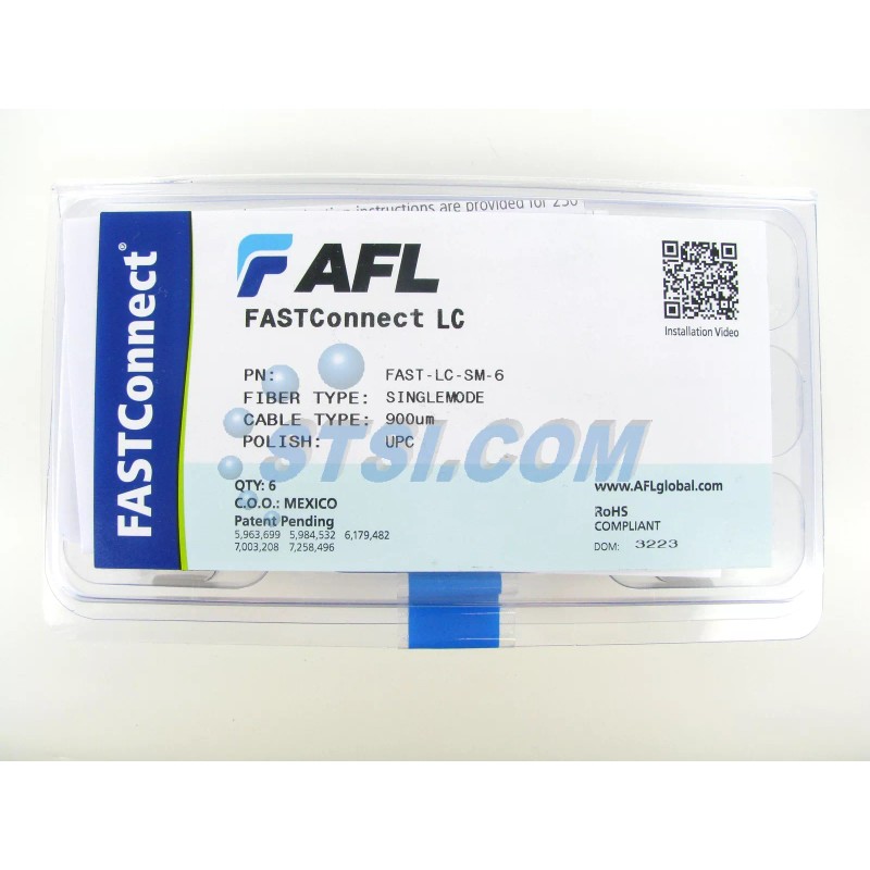 AFL FAST-LC-SM-6 FastConnect LC SM OS2 Fiber Optic Connector, 6-Pack