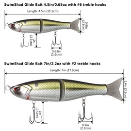 BASSDASH SwimShad Glide Baits Jointed Swimbait Bass Pike Salmon Trout Muskie Fishing Lure
