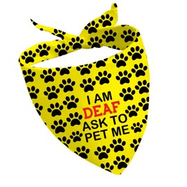 CENWA 1 Piece I'm Deaf Ask to Pet Me Dog Bandana Handkerchief Scarf Tie On Special Needs Dog (I am deaf UK)
