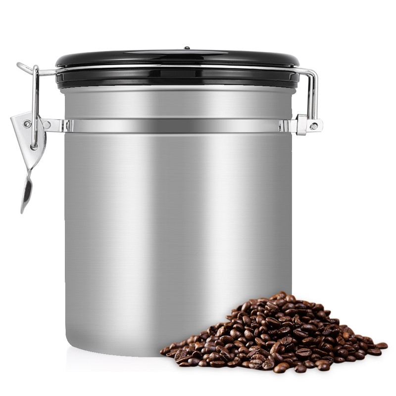 1.5L 304 Stainless Steel Airtight Coffee Beans Container Storage Canister