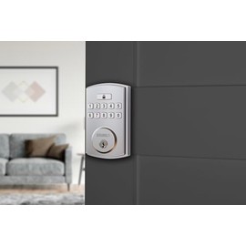 BRINKS Keyless Entry Door Lock Deadbolt, High-Security Keypad Door Lock with Deadbolt, 50 User Codes, Auto Locking Feature, Satin Nickel Security Locks